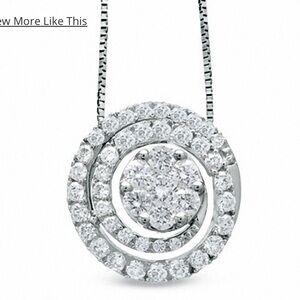 Zales 3/4 CT. T.W. Multi-Diamond Swirl Flower Pendant in 14K White Gold